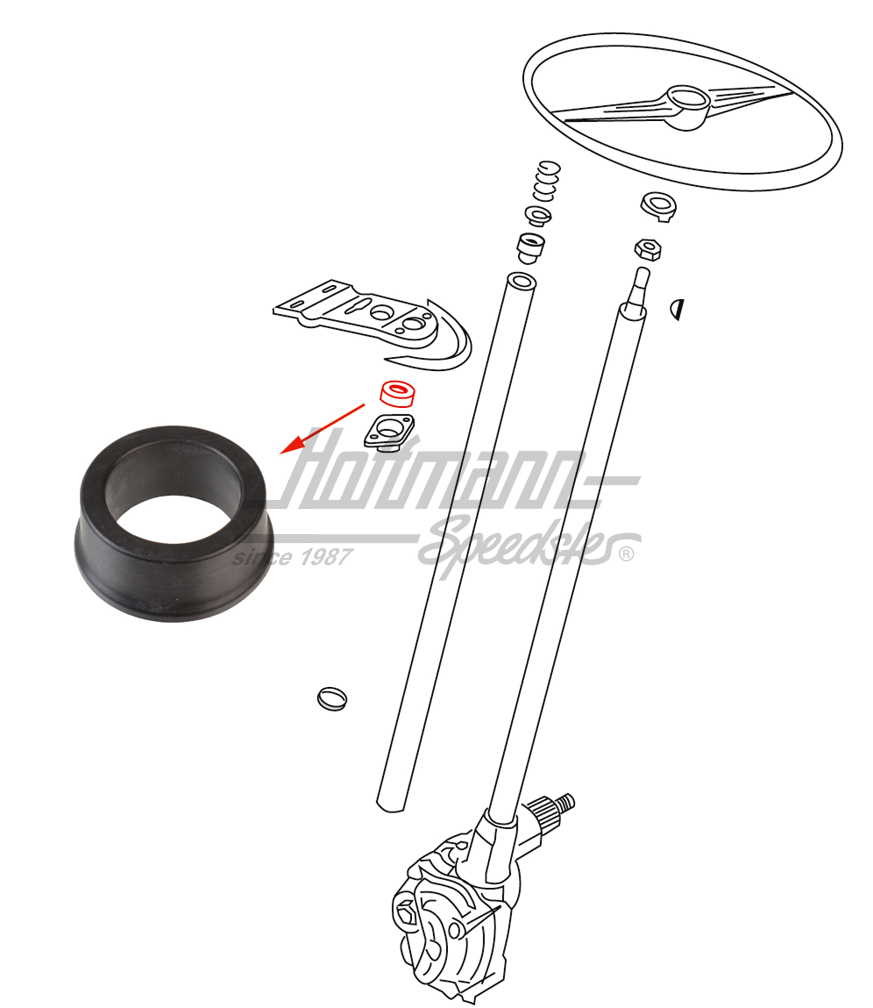 Rubber lead-through, steering column, Bus T1 | 211 415 637 A | 089-4202