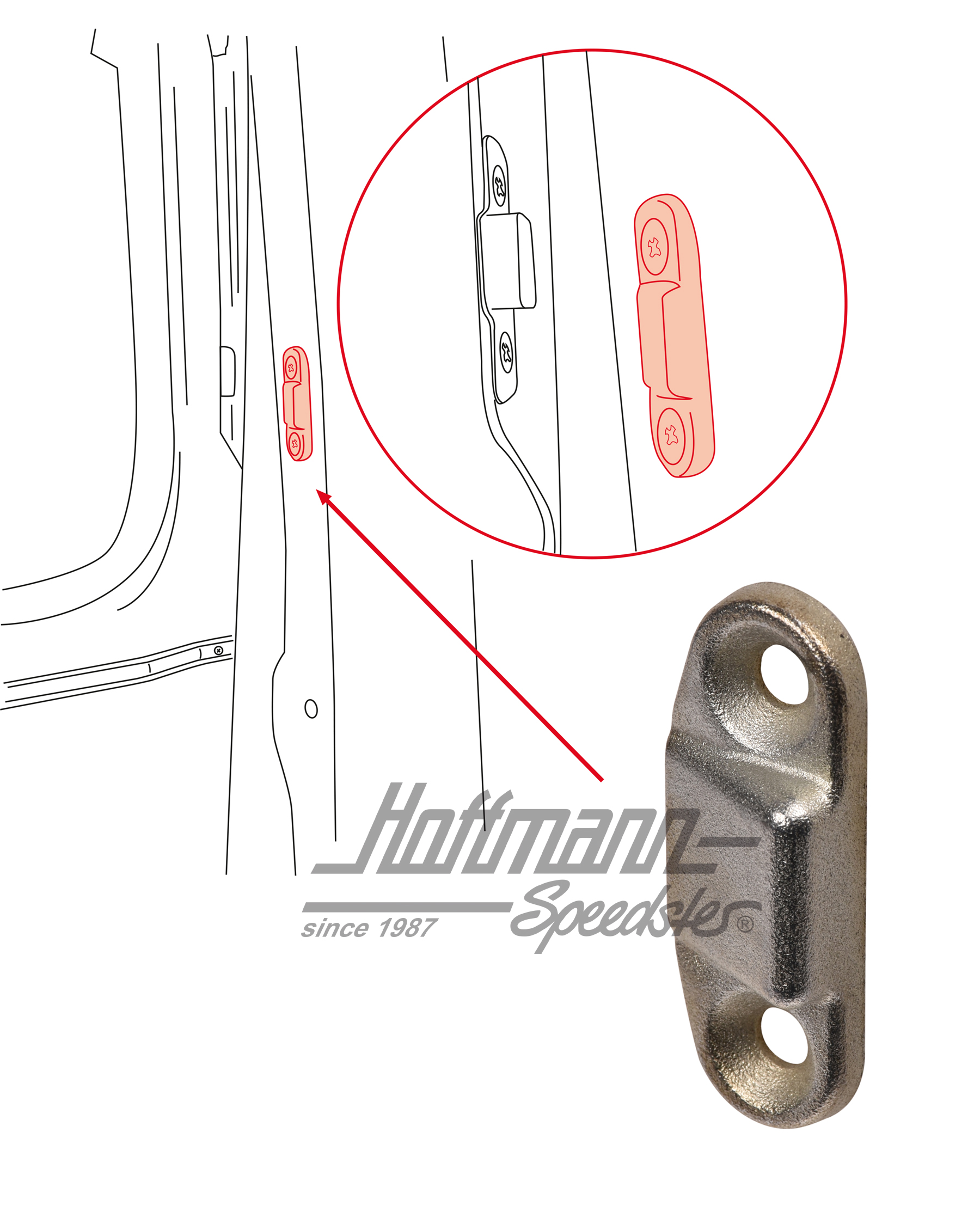 Striker plate, lateral, hatchback | 361 827 185 A | 089-5060-54