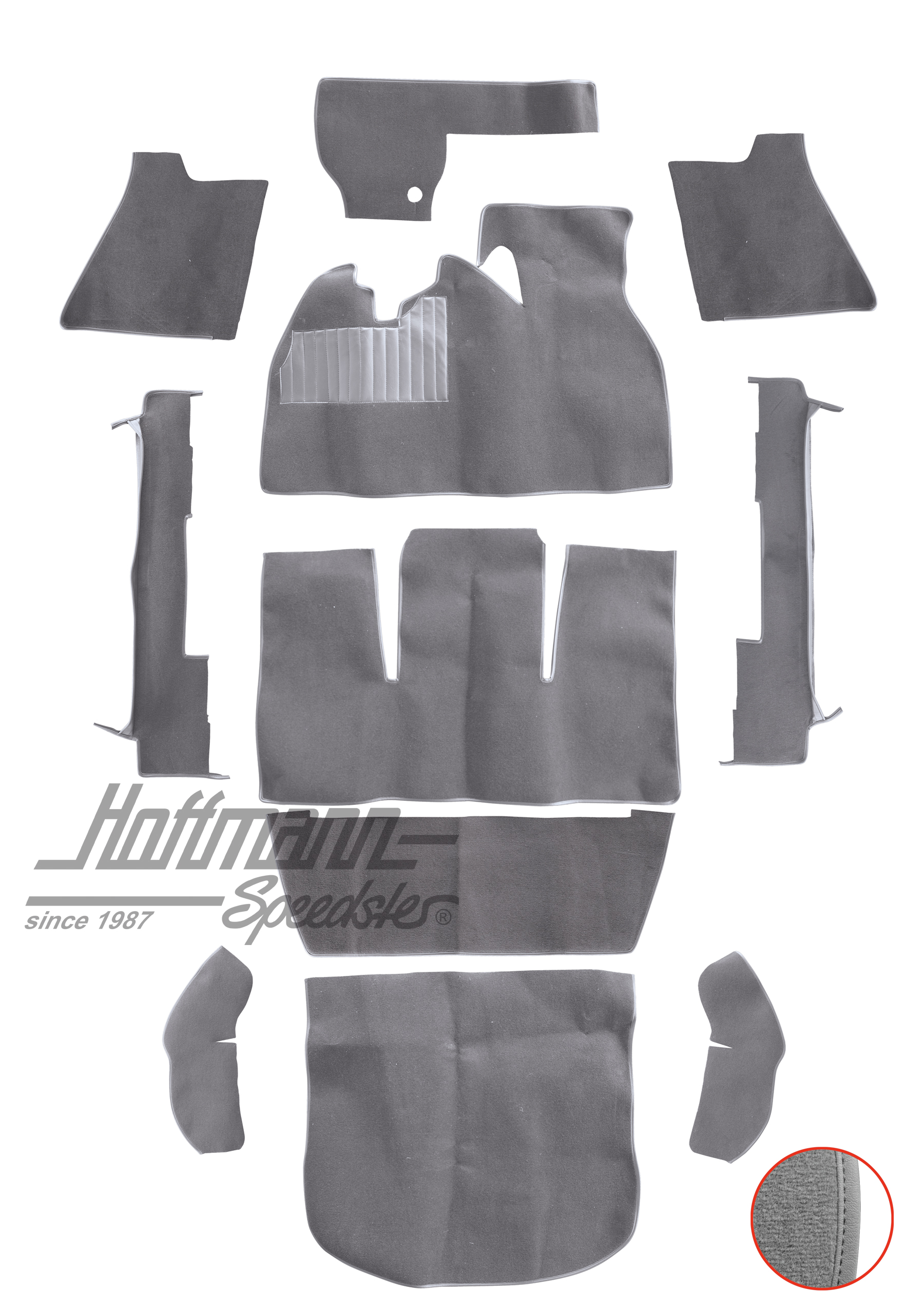 Carpet kit, Beetle Sedan, 1302, grey |  | 026-5623