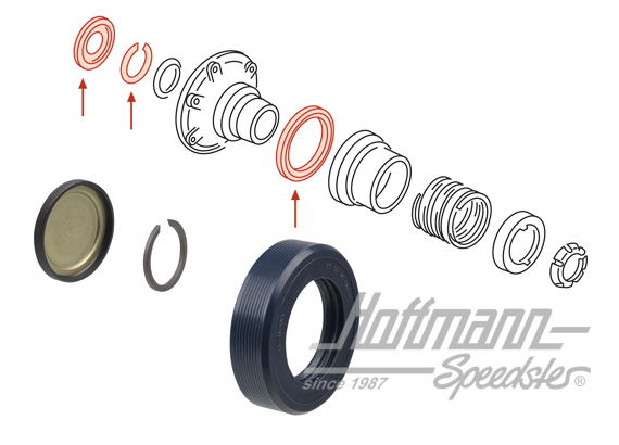 Gasket set, drive shaft flange, 1.5-1.8, 74-83                                                      