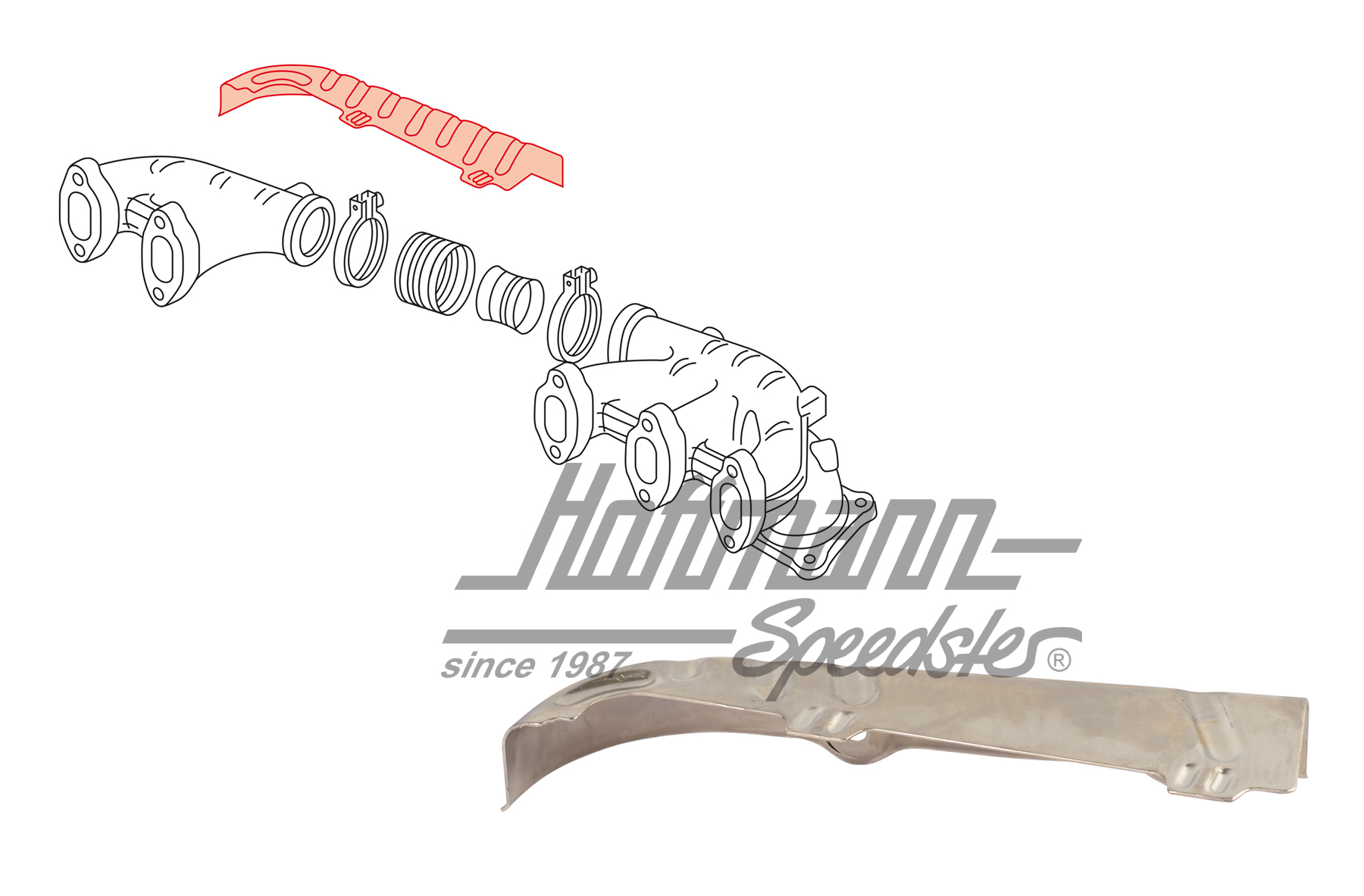 Heat deflector plate, exhaust manifold
, 2.5, upper | 023 253 043 C | 402-0004-01