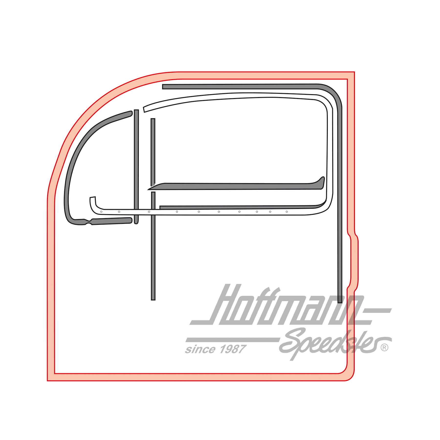 Door seal, Beetle Sedan, 8.66-, left, Germany | 111 831 721 D | 020-5083-06