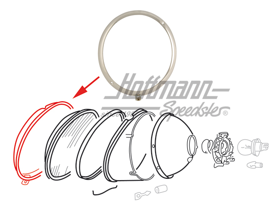 Headlight rim, -7.67 (Hella) | 111 941 111 B | 020-4453-08