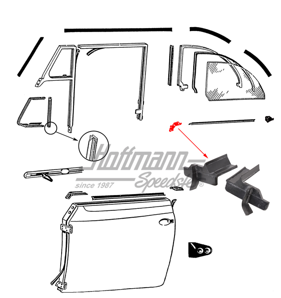 Front quarter wedge, B-pillar, left/right | 151 837 629 | 020-5054