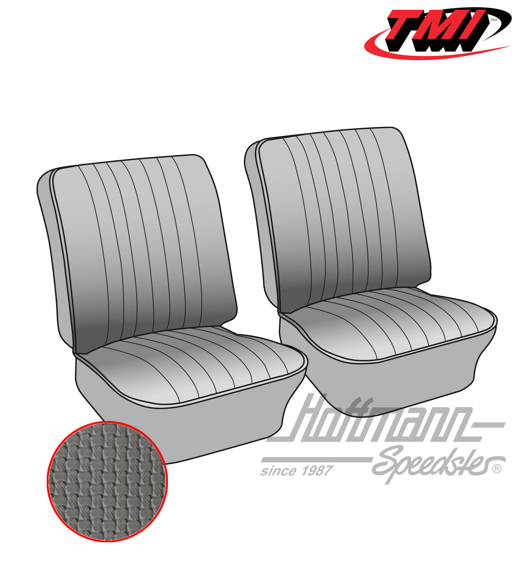 Seat upholstery, front seats, 62-67, grey | 43-2112-06 | 098-0602-35