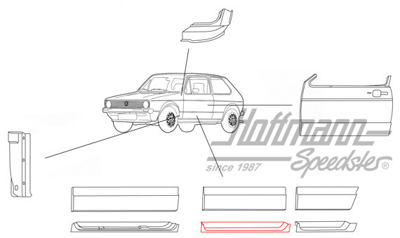 Inside door panel, lower, 4-doors, front, left                                                      