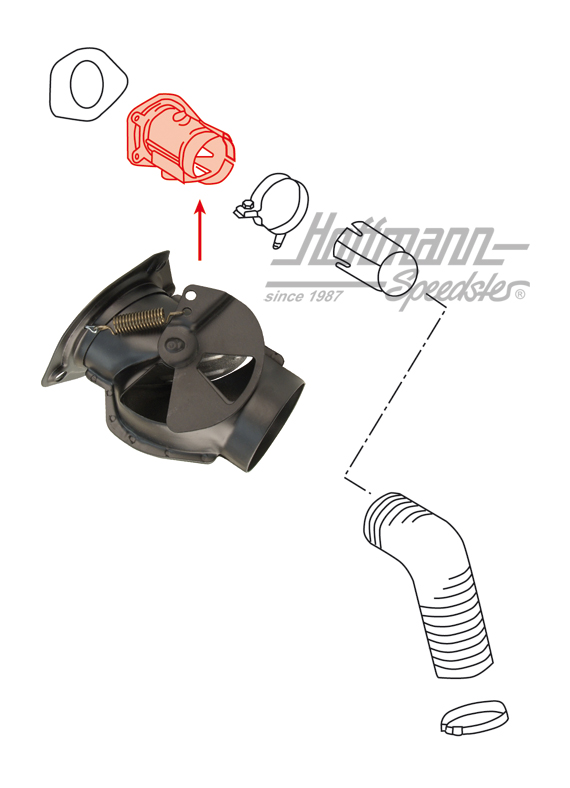 Heater-flap box, 65-89, left                                                                        