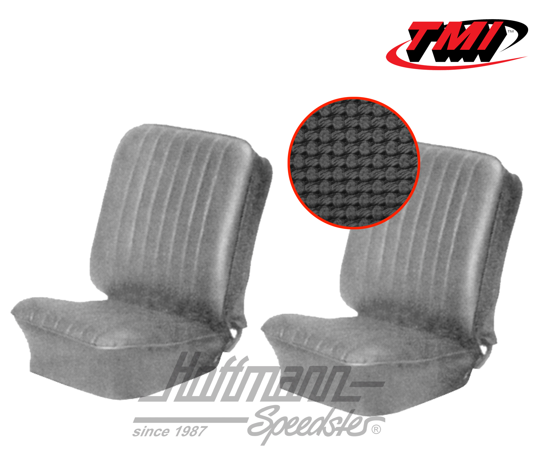 Seat upholstery, Karmann Ghia, front, 66-67, black | 43-1503-01 | 066-0069-40