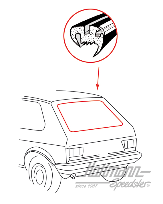 Rear window seal, Golf I sedan, with groove | 171 845 521 A | 180-7165