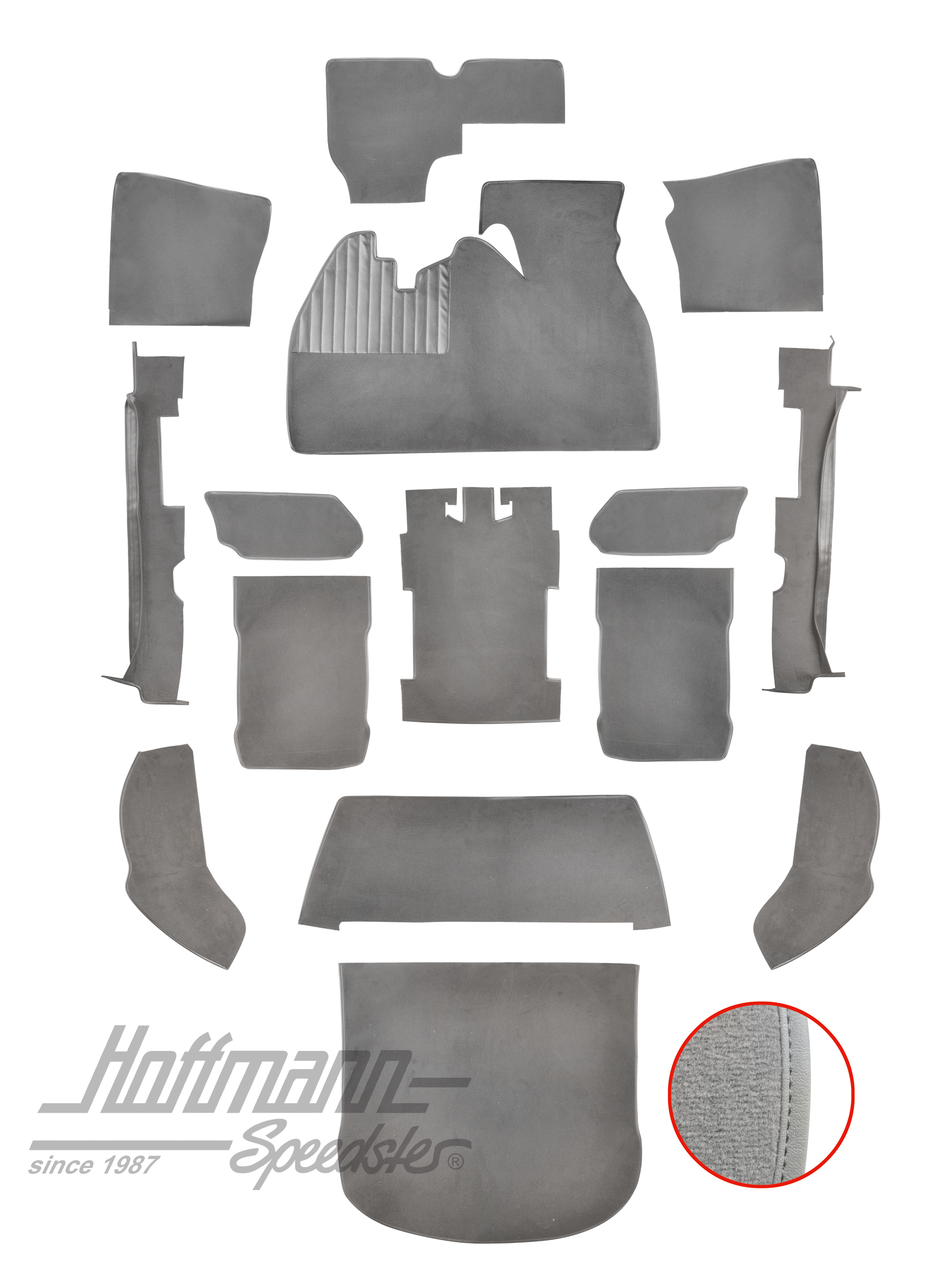 Carpet kit, Beetle Sedan, 1303, grey |  | 026-5723