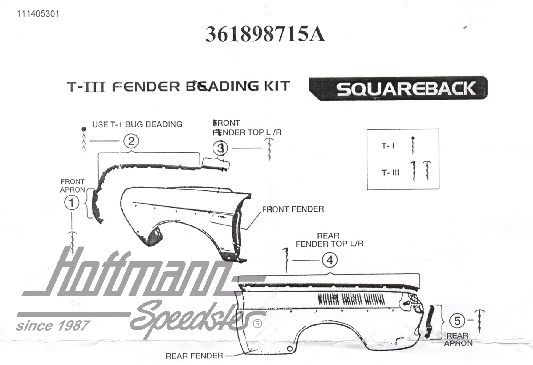 Fender beading set, Type 3 Variant/Hatchback                                                        