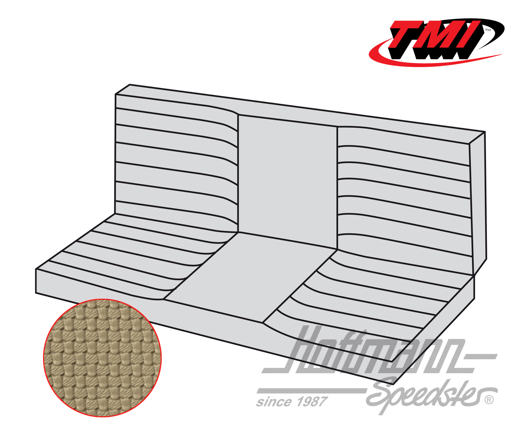 Seat-bench upholstery, Karmann Ghia Coupé, 71-74, beige | 43-1512-04 | 066-0083-30