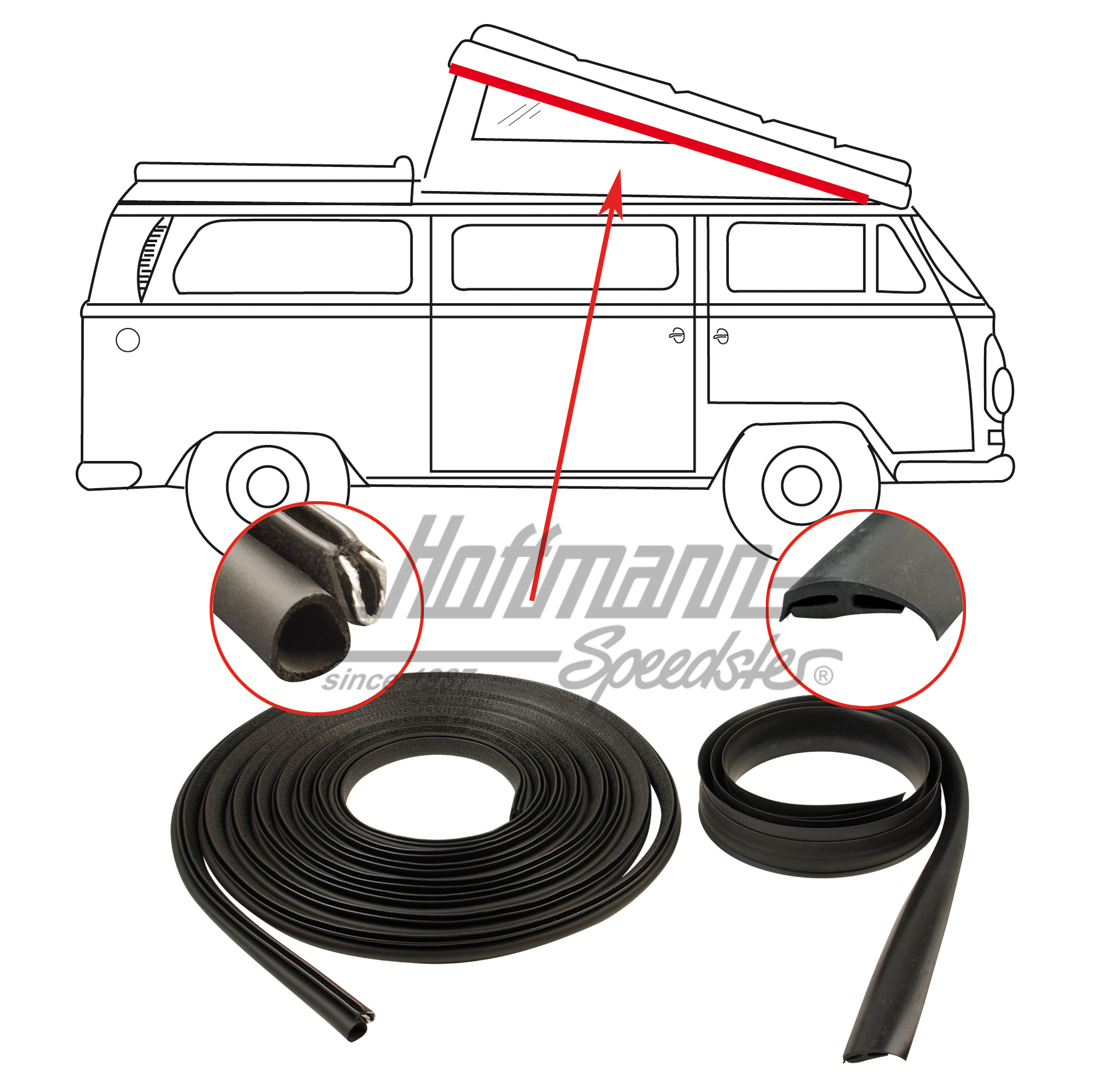 Seal, big roof, front, 67-73 | 231 070 710 | 090-6078-10