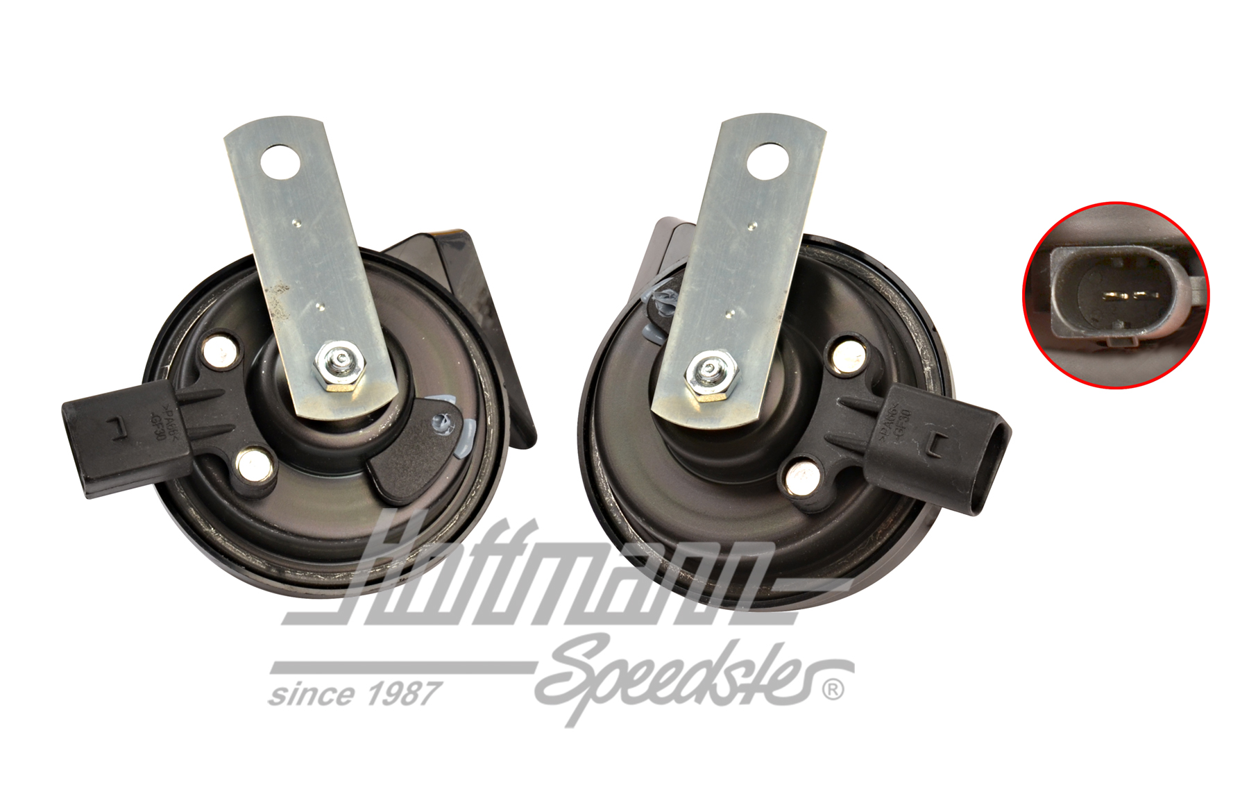 Electric fanfare horns, black (round)                                                               