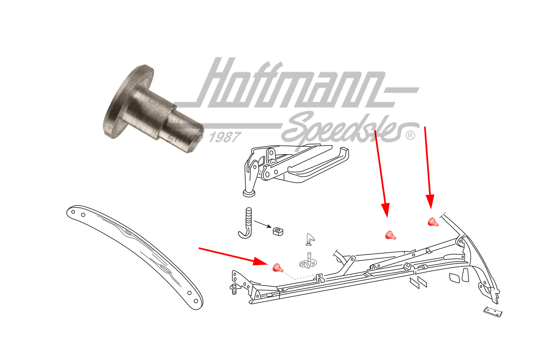 Bolt, convertible linkage, Beetle/Golf 1 Convertible | 155 871 165 | 020-4687-10