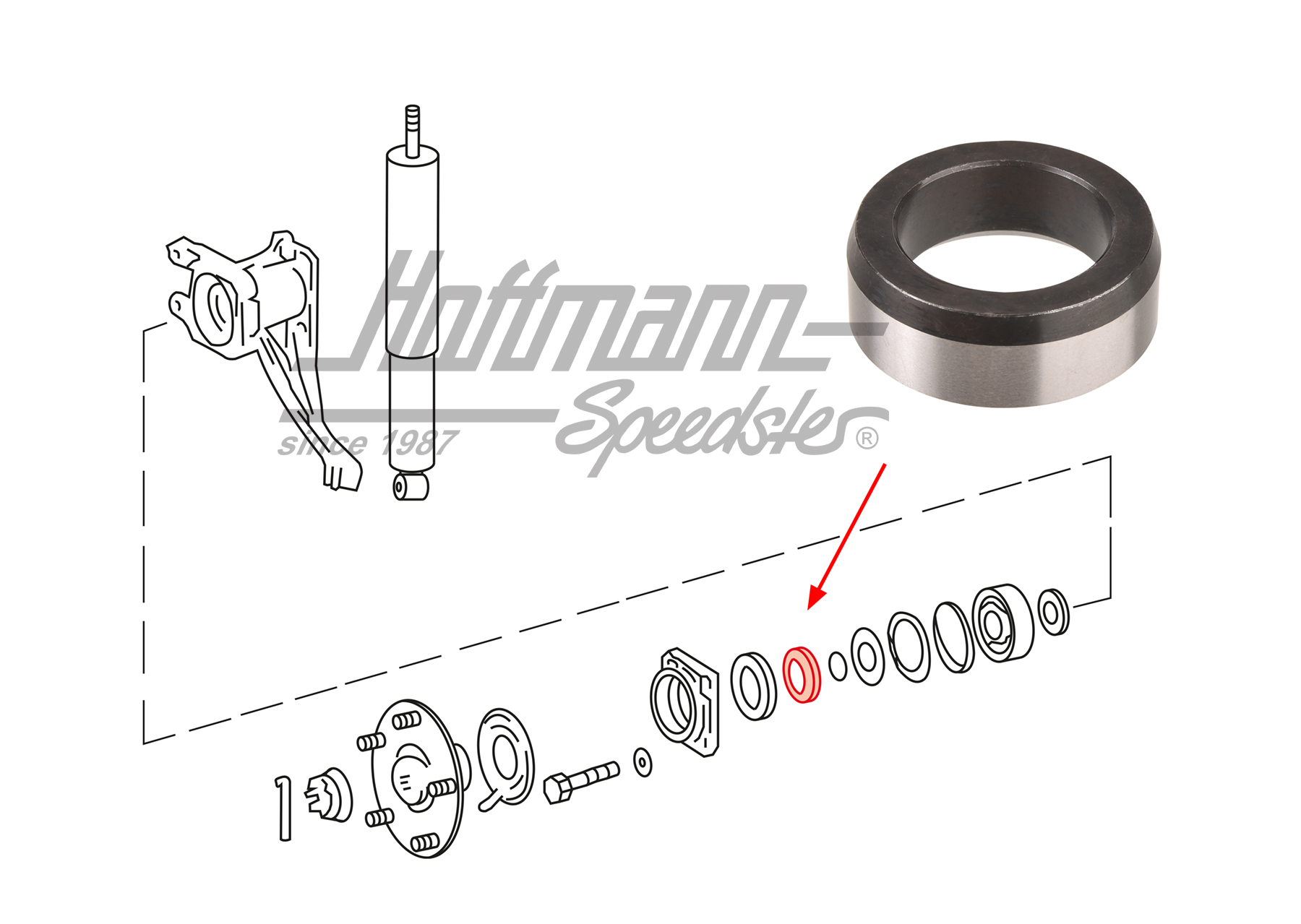 Spacer ring, wheel bearing, rear, 50-63                                                             