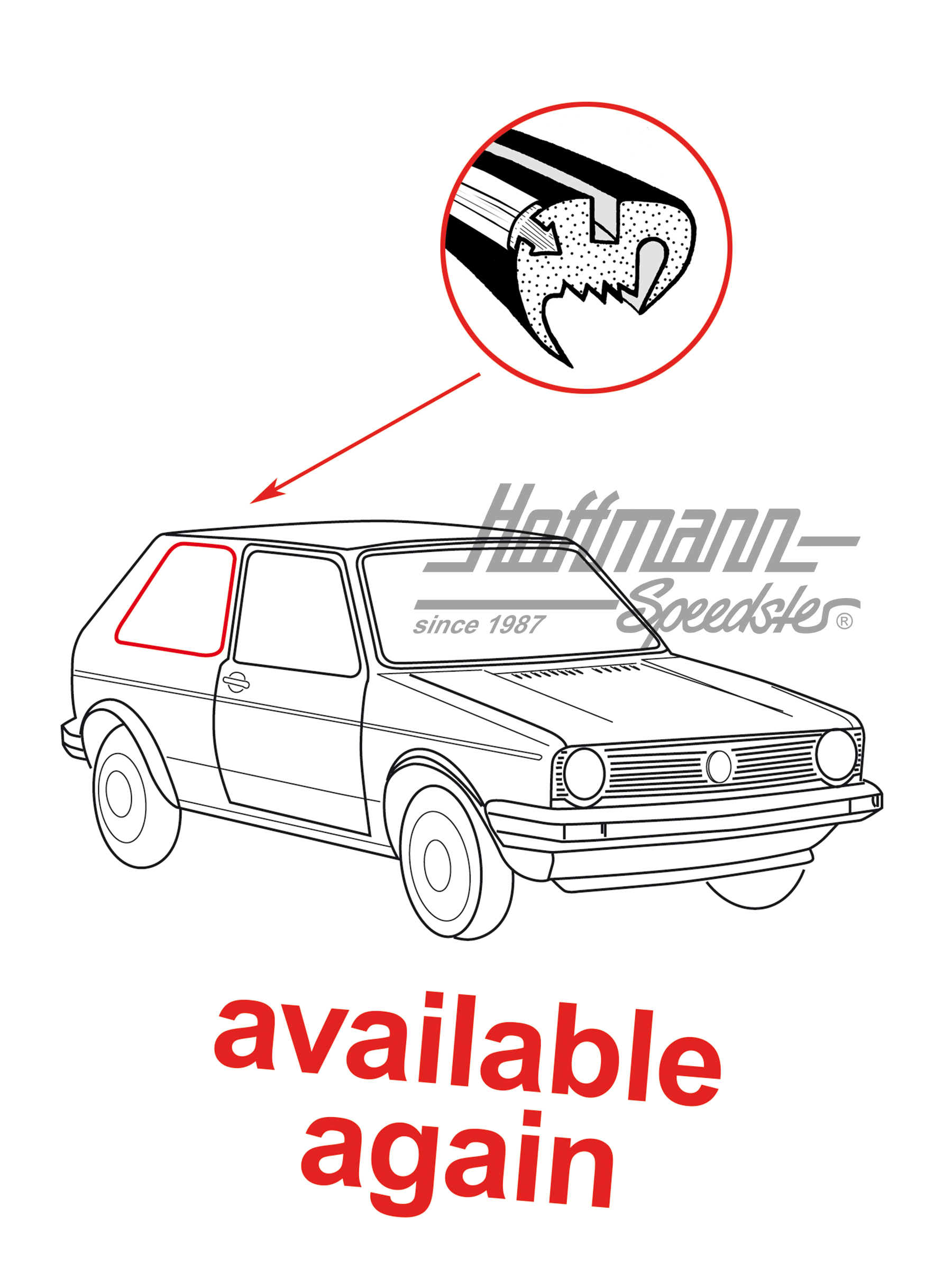 Side window seal, Golf 1, rear, right | 171 845 322 A | 180-7142