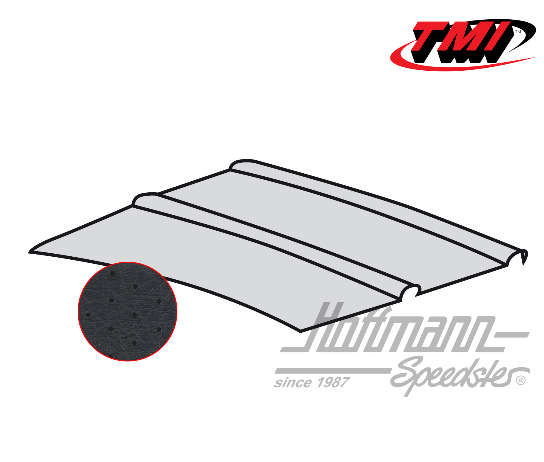 Headliner, Bus T1/T2, drivers cab, 64-, black perforated | 20-2106-45 | 098-0060