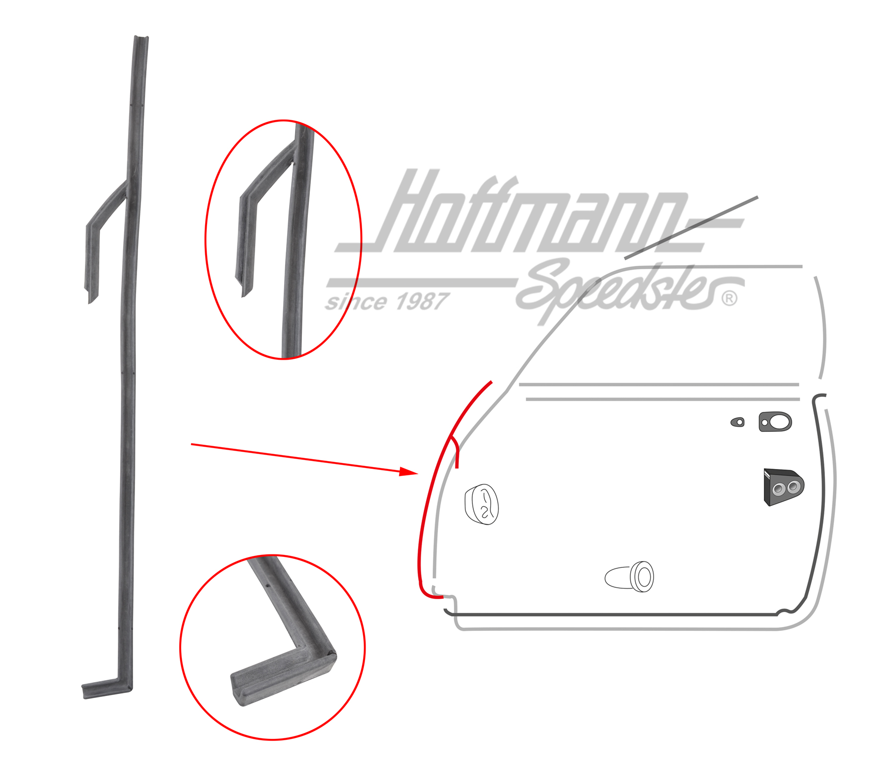 Door-pillar seal, Karmann Ghia, left | 141 831 711 A | 060-0031