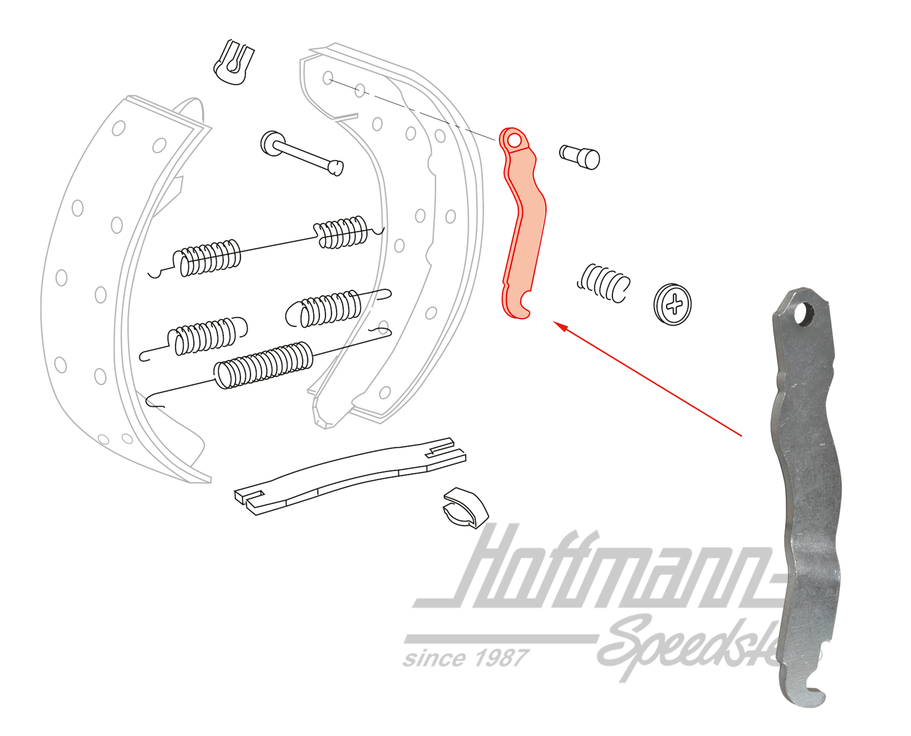 Lever, hand-brake-cable, Bus T2, 73-79, left | 211 609 613 F | 090-3198-01