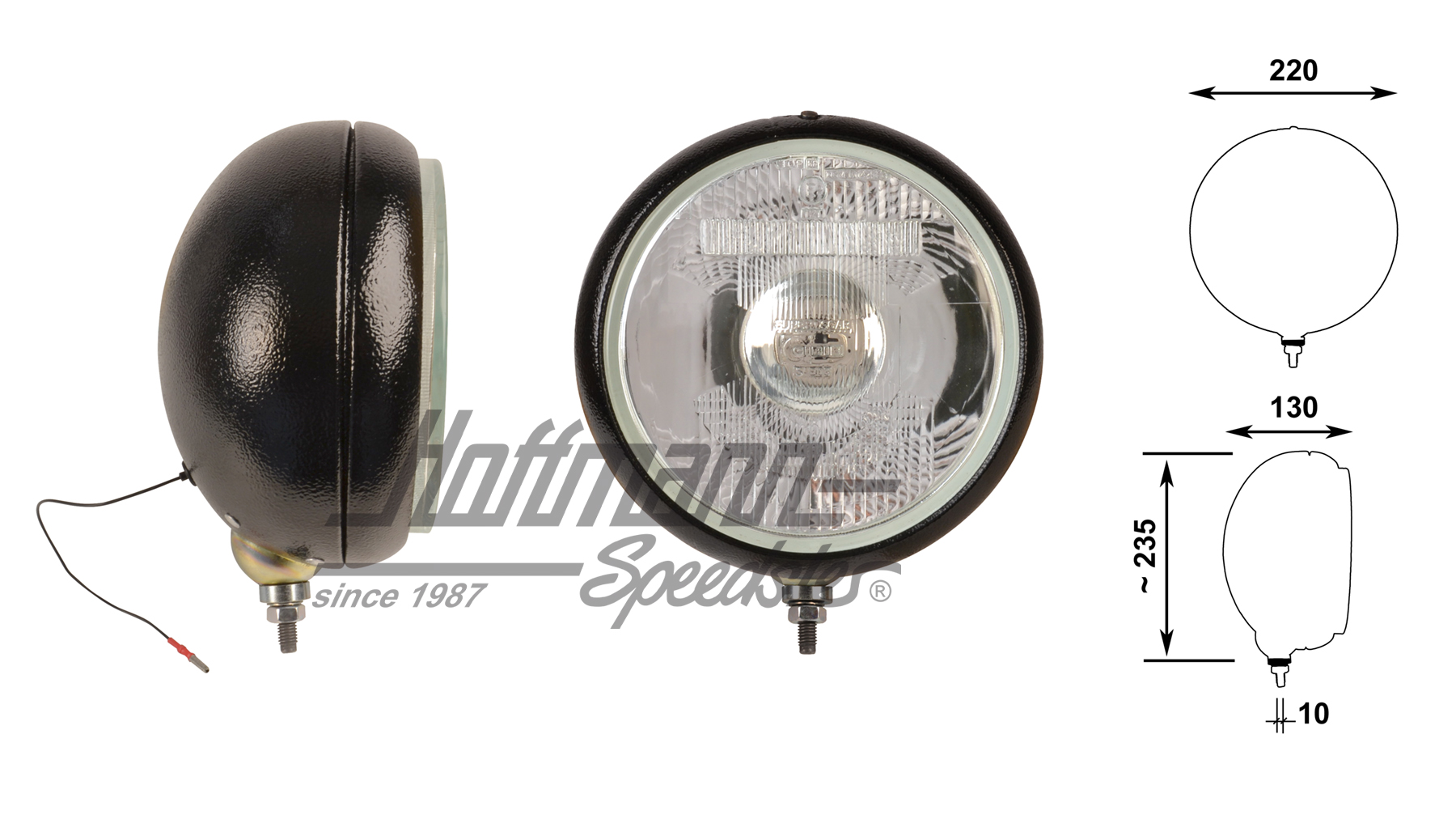 Cibié Super Oscar full beam headlight, black | 068685 | 020-4442-40