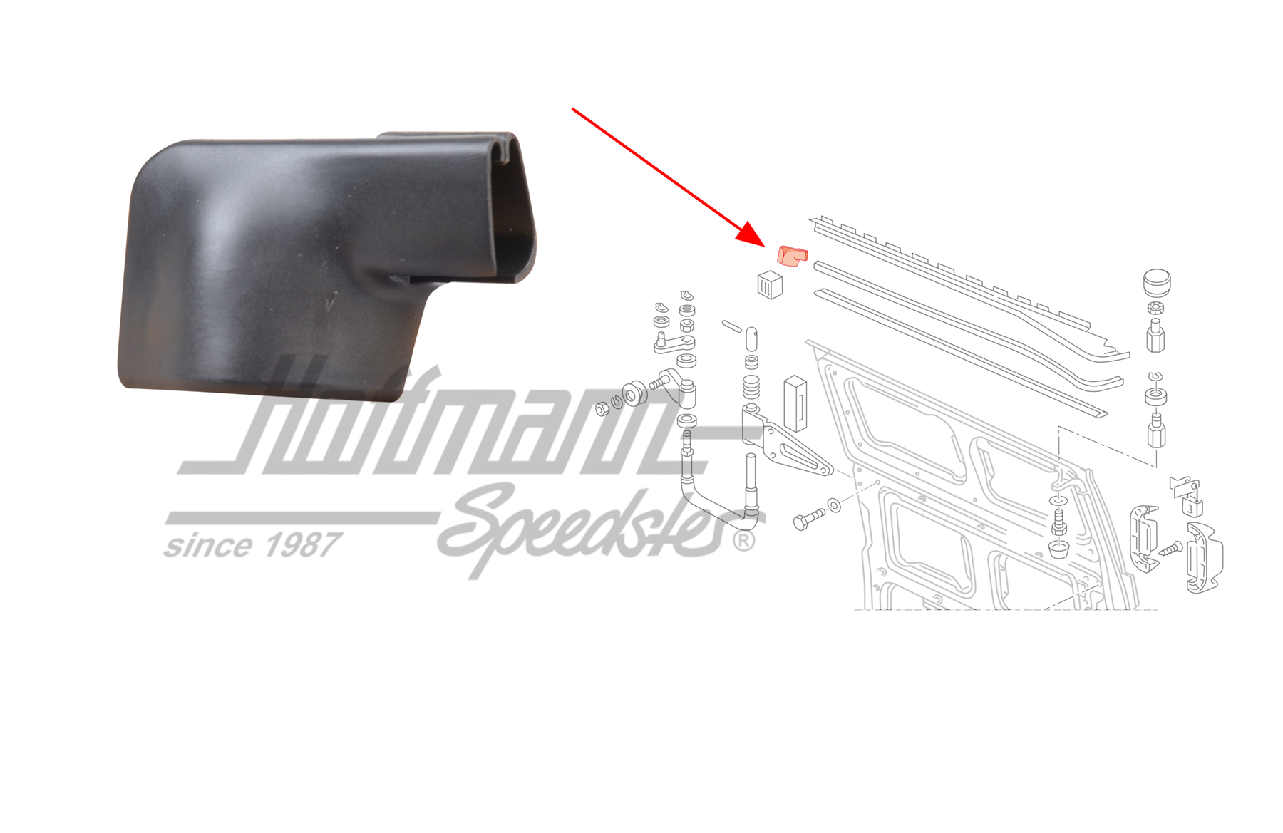 Cover, beading, sliding door, right, black | 255 843 188 A | 360-4050-02