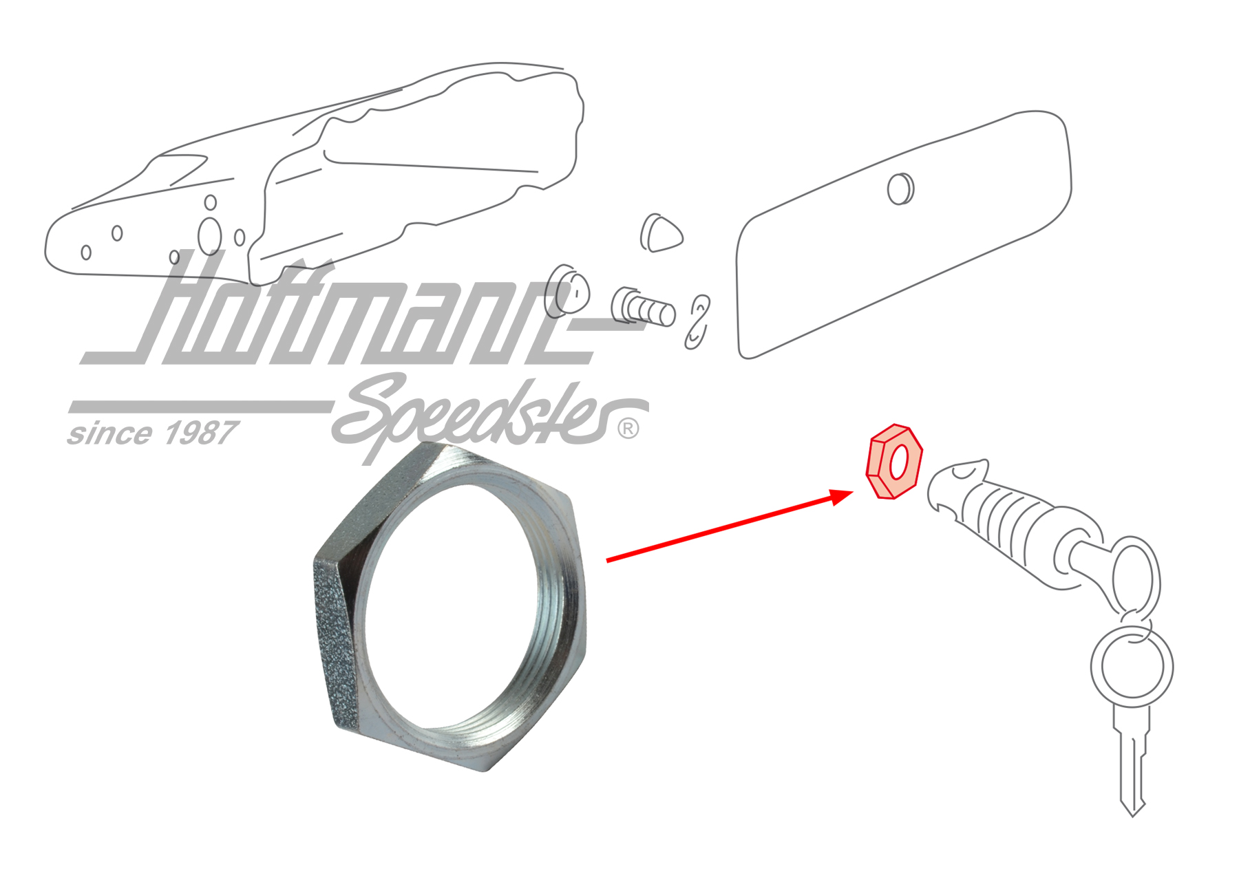 Nut, glove box lock | 111 857 140 | 020-2479-33