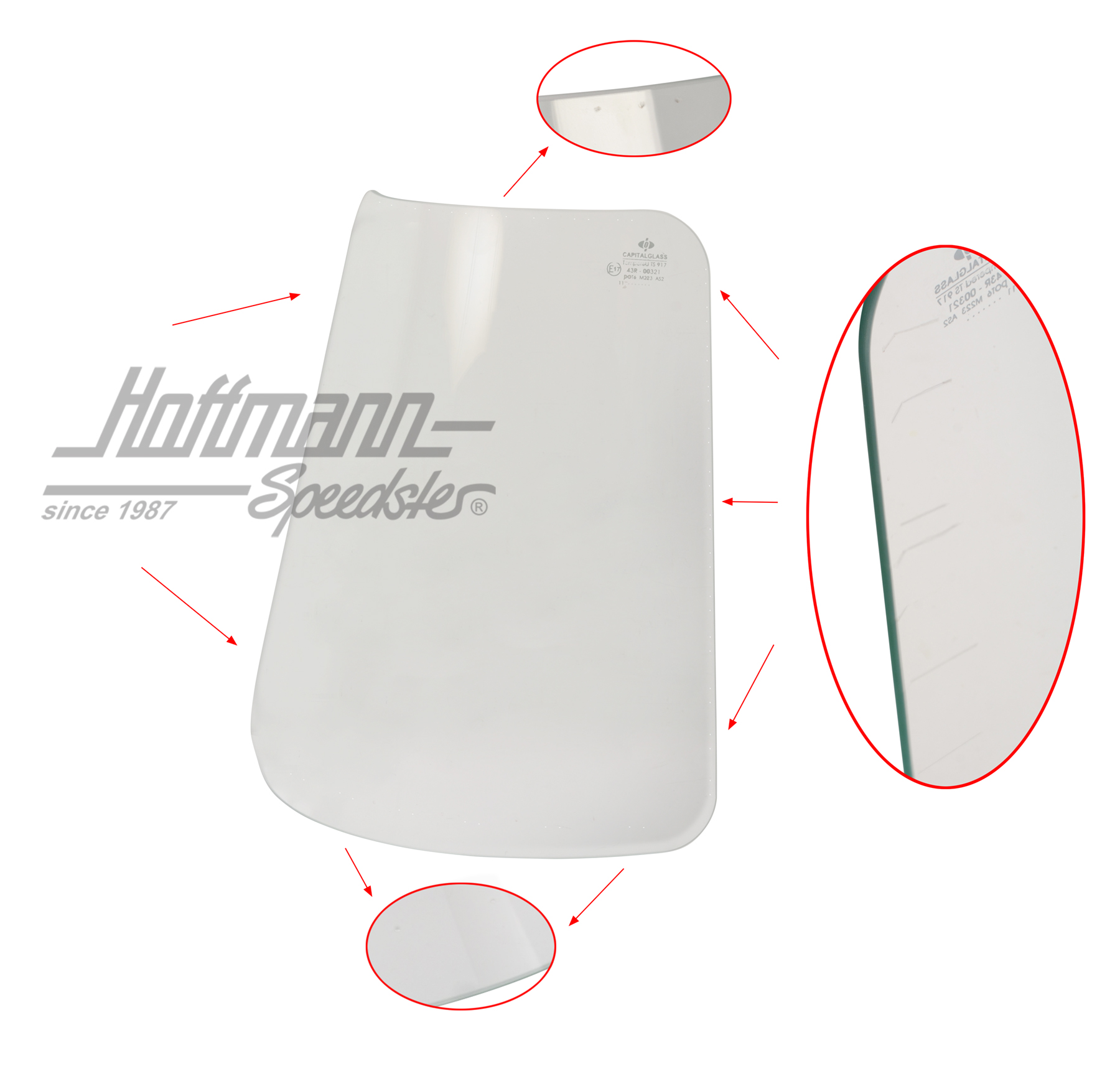 Corner window, rear, Bus T1 Samba, -7.63 | 241 845 401 | 089-0014