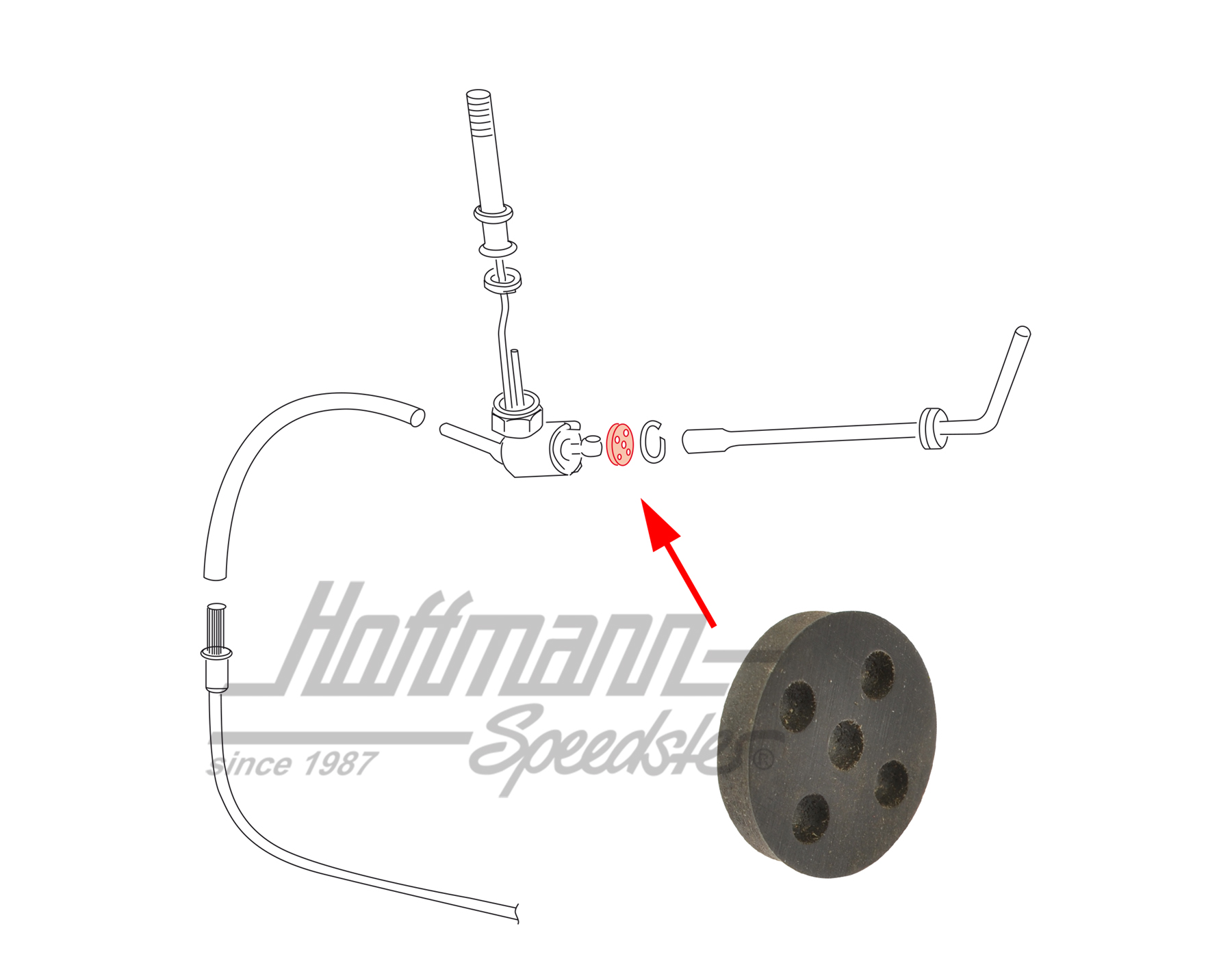 Gasket, fuel cock, inside (rubber) | 111 209 113 A | 020-0827-43