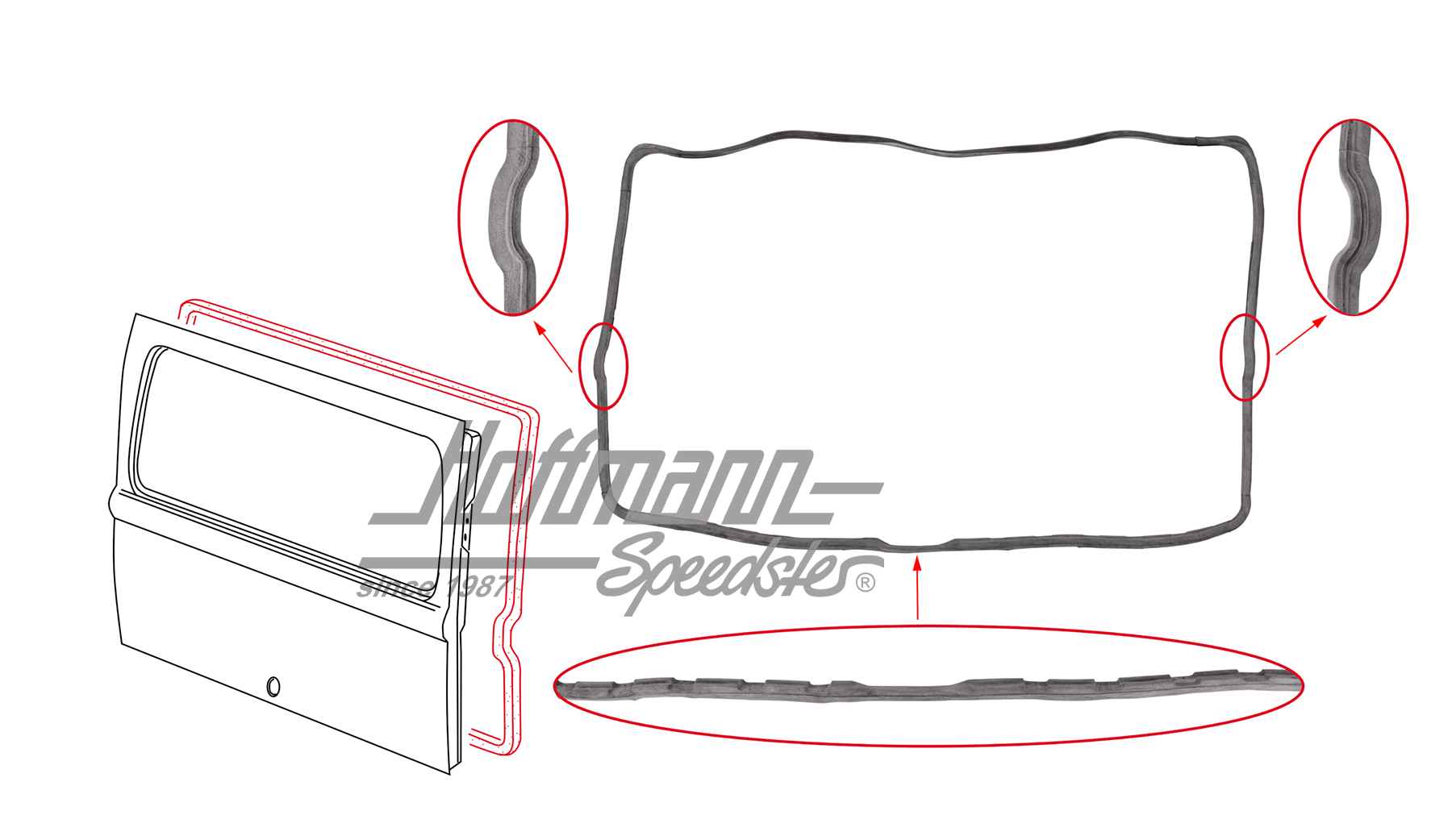 Hatchback seal, Bus T2, 8.71-7.79, Top Quality | 211 829 193 E | 090-6130
