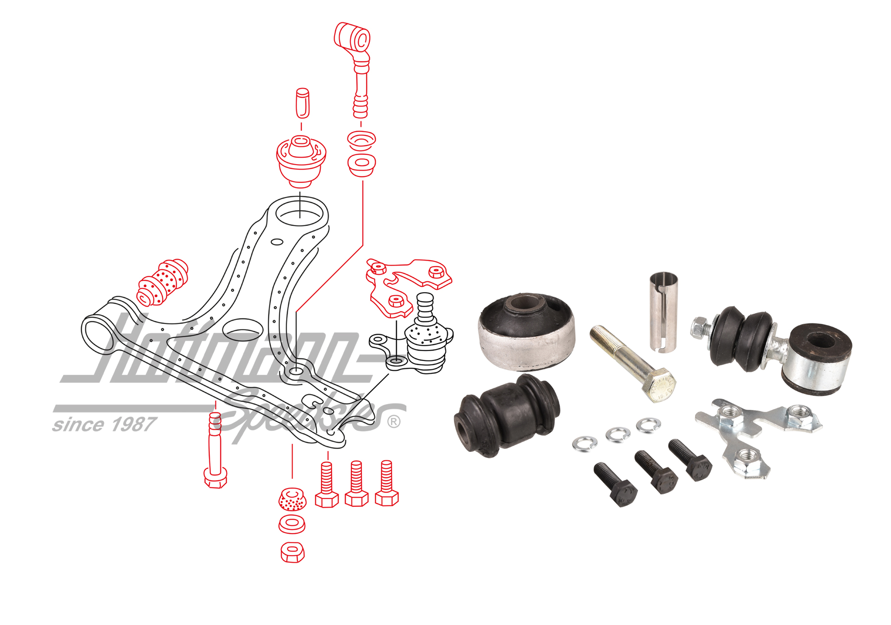 Mounting kit, transverse control arm, Golf 2 | 191 498 153 S | 204-0400