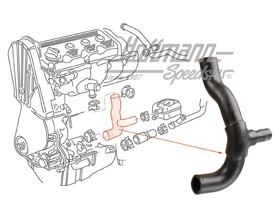 Cooling-water hose, cylinder head/water pump, 16 V | 051 121 053 A | 201-1800-30