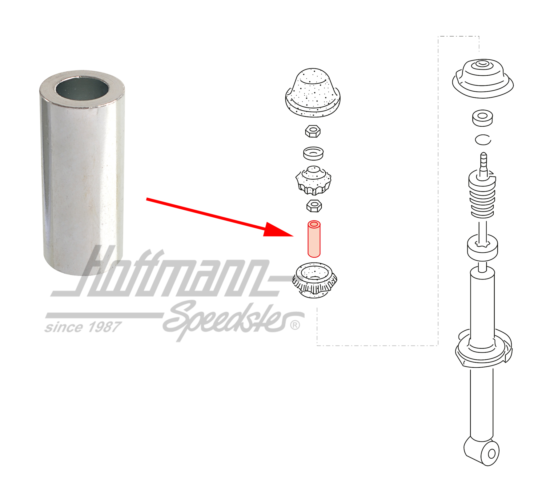 Distance sleeve, shock absorber, rear | 171 512 117 | 140-3950-16