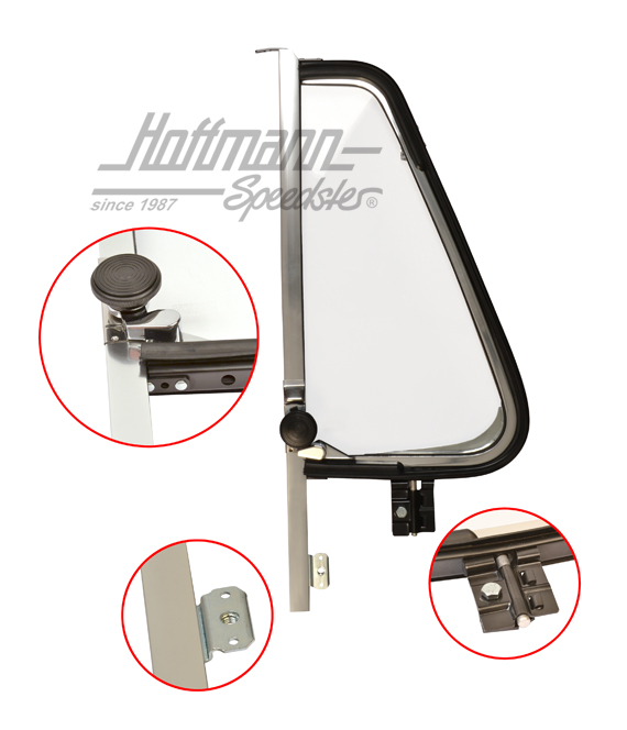 Vent window, complete, Bus T2, chromed, left | 211 837 601 | 097-1024-01