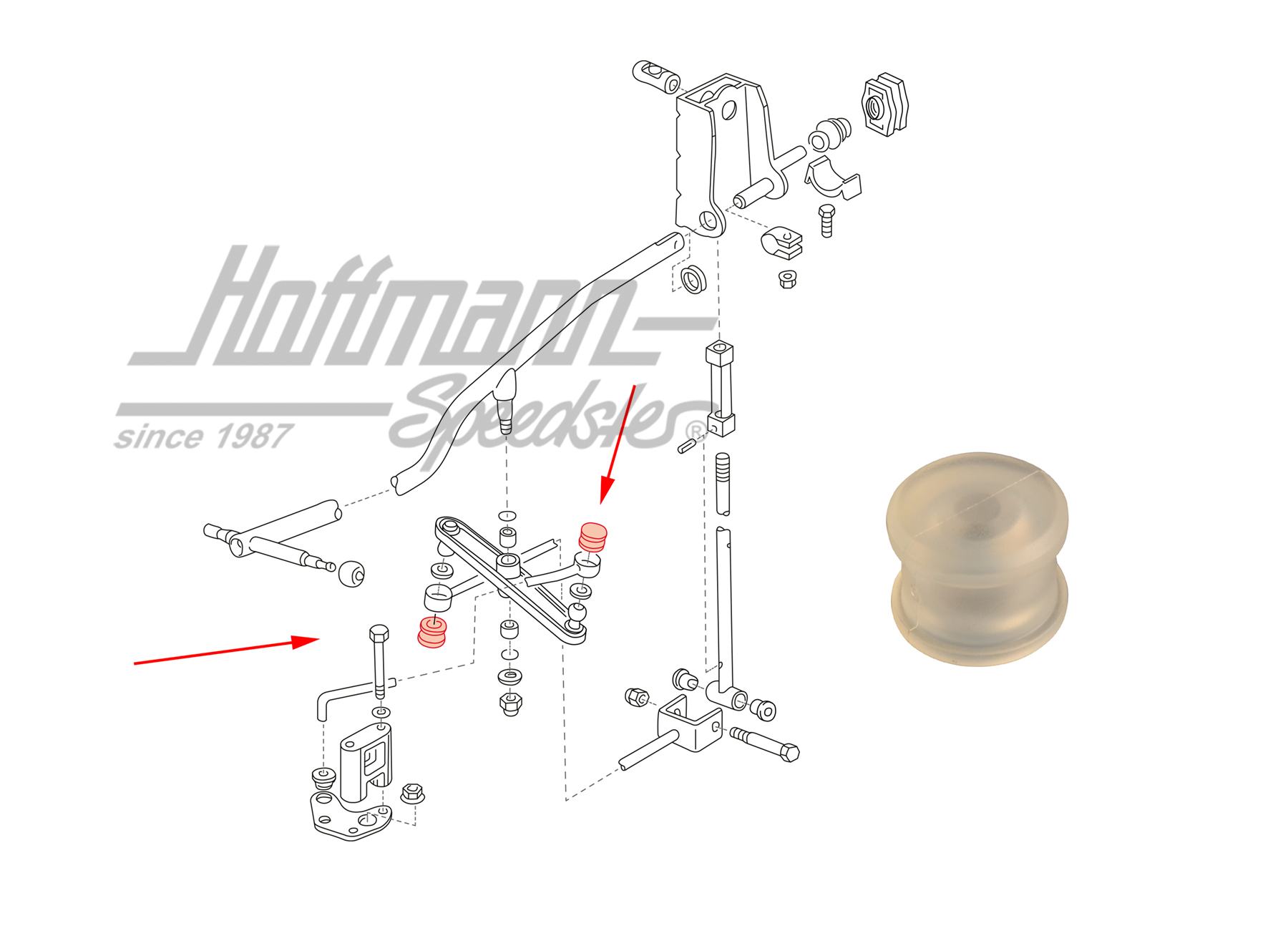 Bushing, shift-rod, front, Bus T4 | 701 711 066 | 407-2010-06