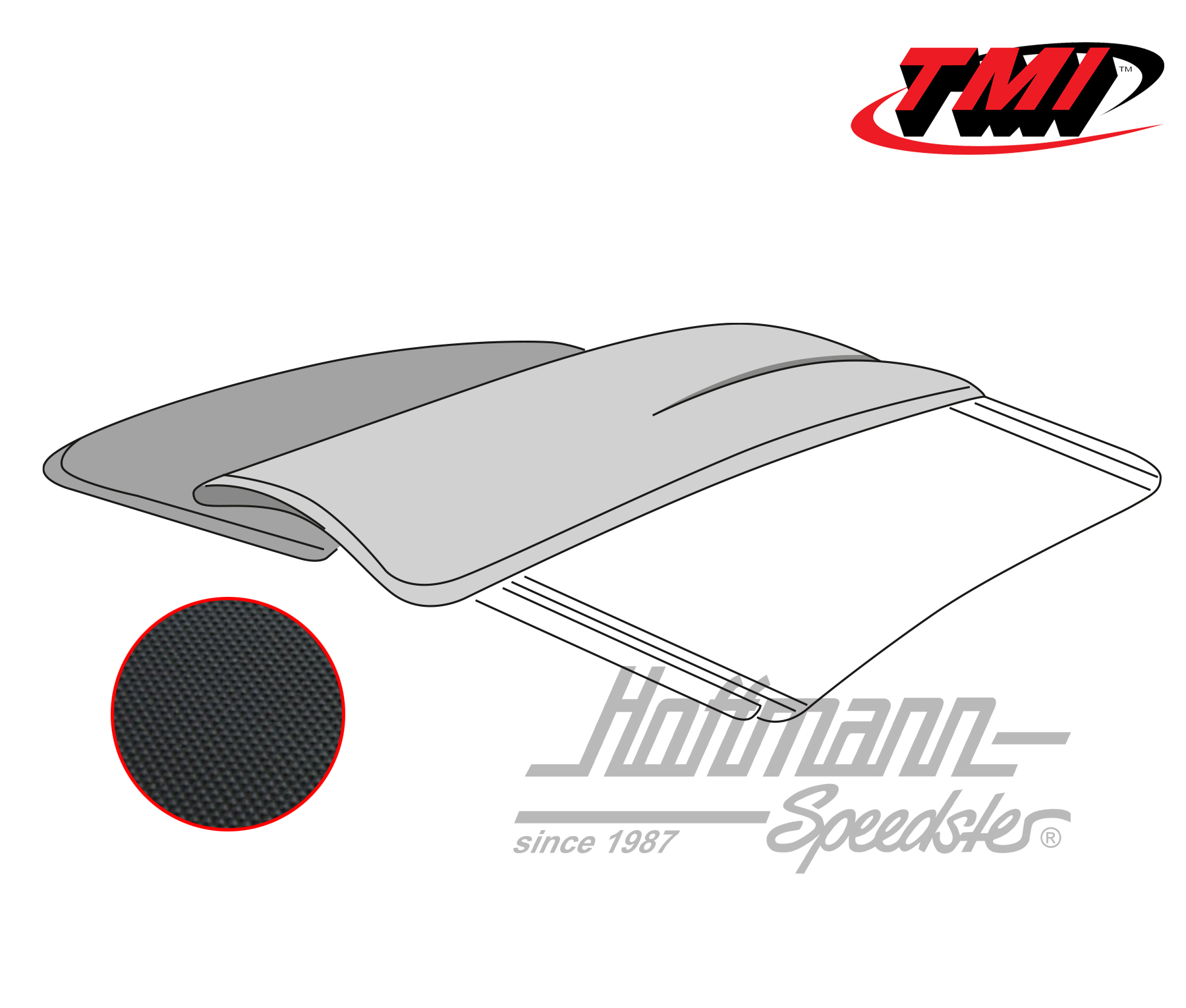 Folding roof cover, 55-56, Vinyl, black | 22-1112-40 | 055-7180-05