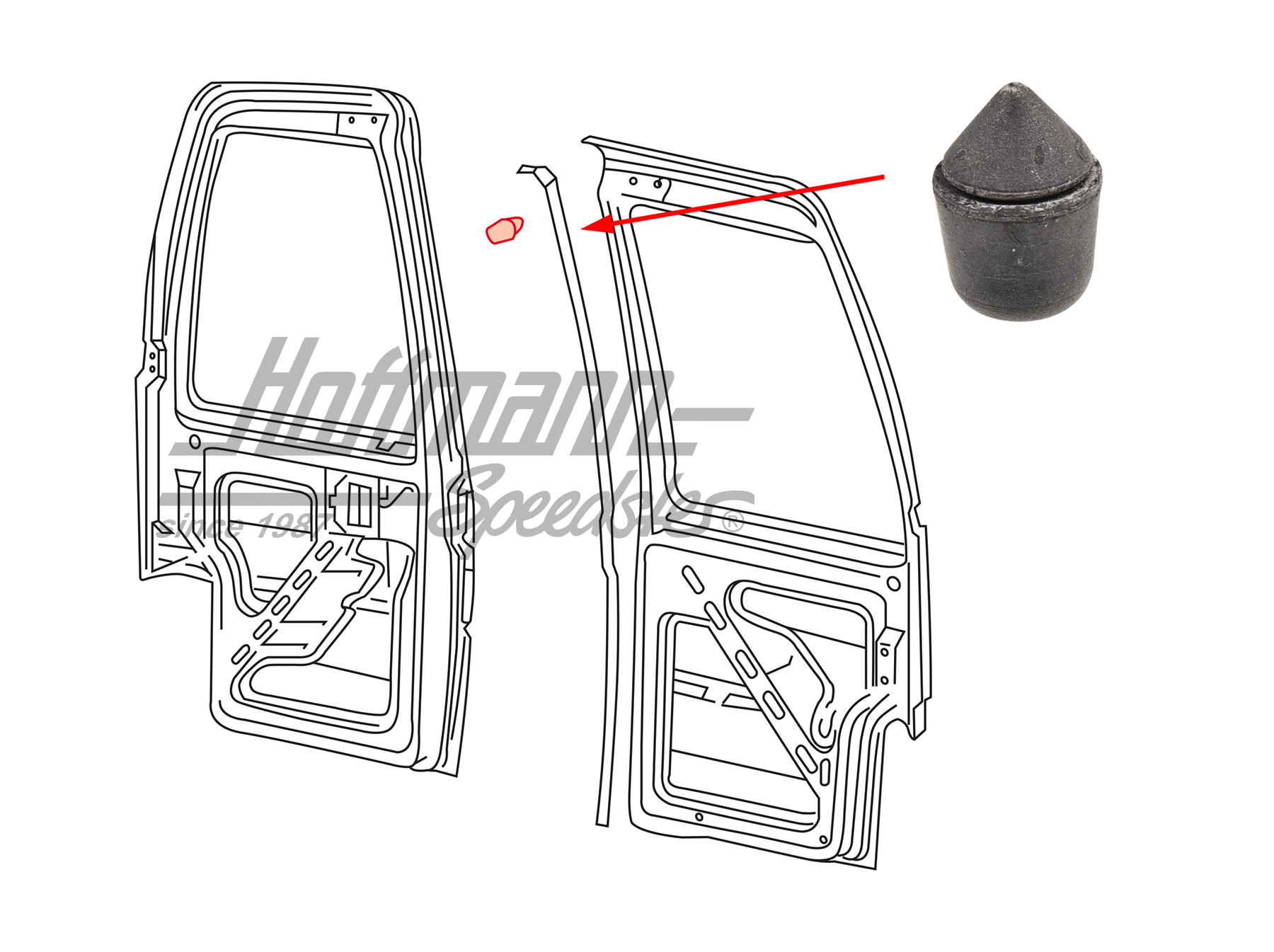 Plug, soft top linkage/door stop | 281 837 749 | 080-2910-24