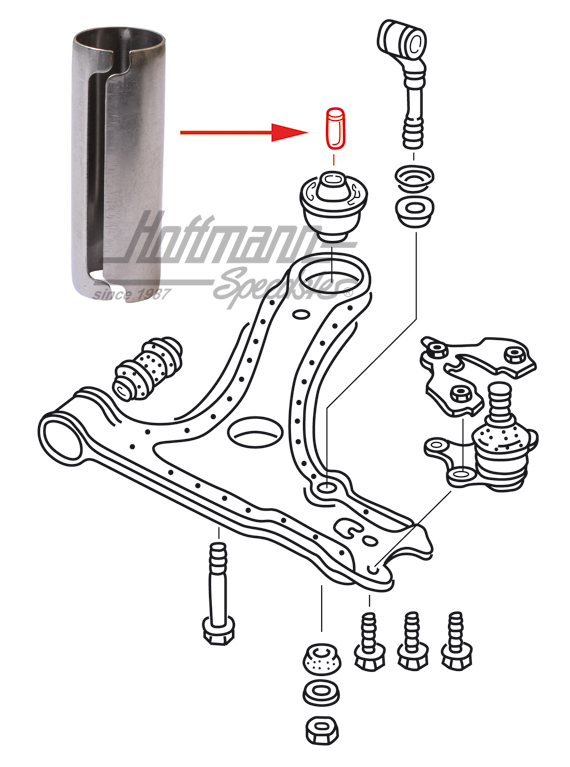 Sleeve, rubber mount, transverse control arm, rear | 191 407 190 A | 204-0410