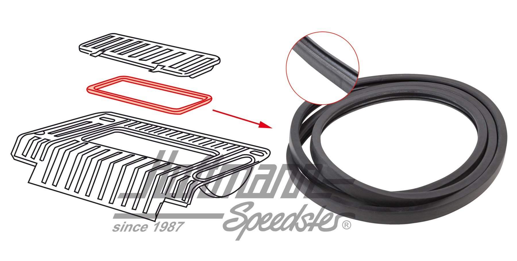 Seal, engine lid, upper, 1.7-2.0 | 211 813 133 | 092-0103