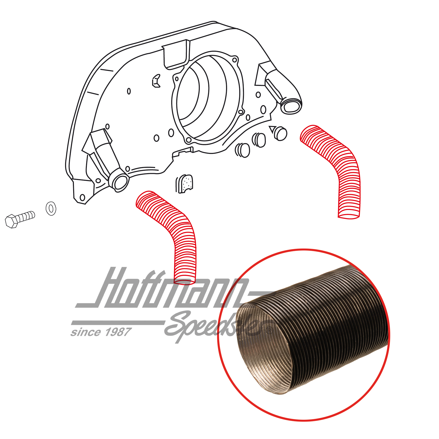 Heater hose, aluminium, black | 028 129 087 A/ALU | 010-1401-07