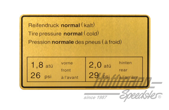 Sticker "Tire pressure", 65-72, standard | 901 006 505 00 | 580-8007