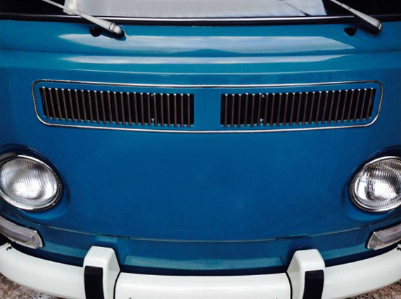 Vent louver trims, front, Bus T2, -.72, stainless steel                                             