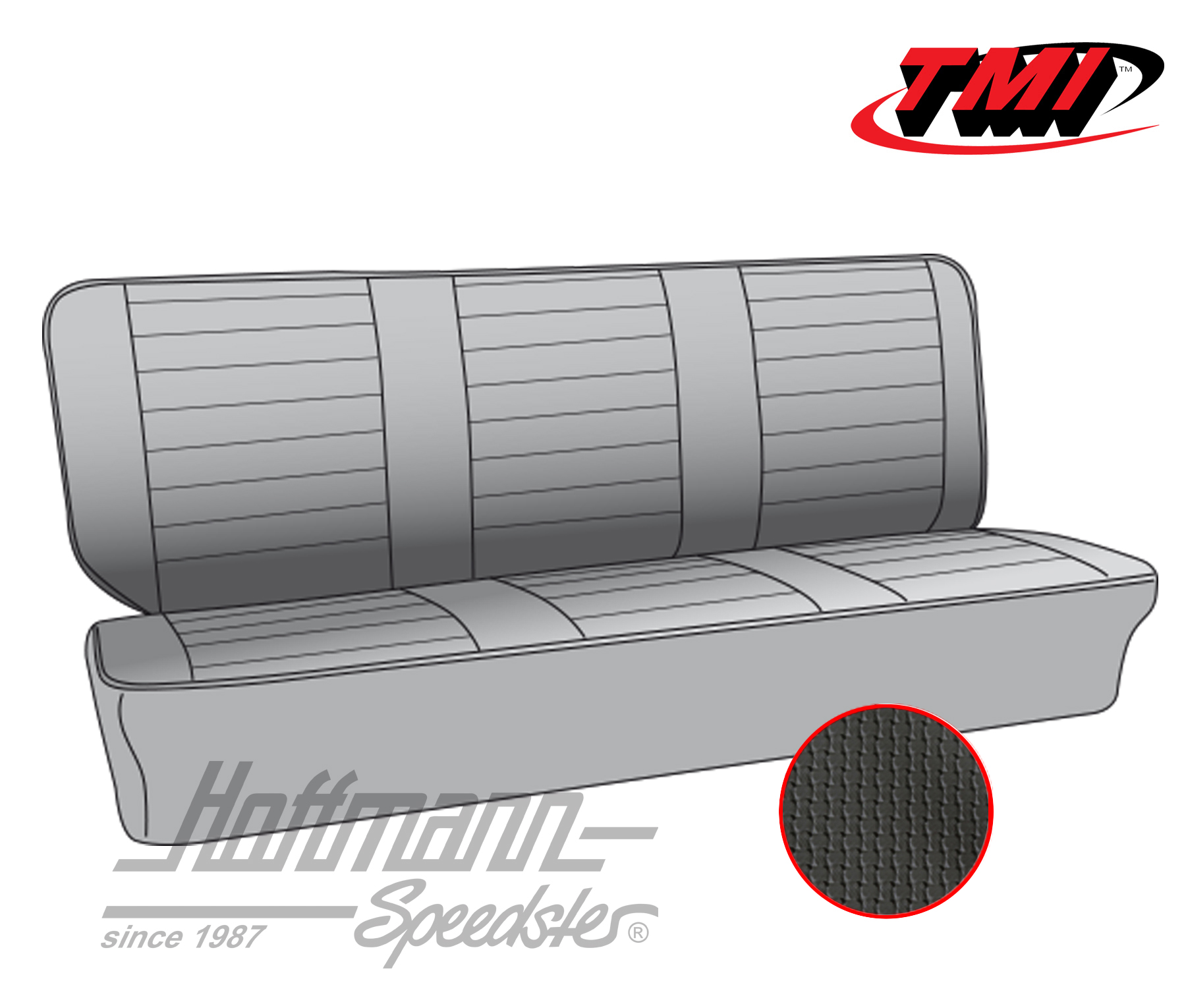 Seat upholstery, rear bench, 73-79, black | 43-2124-01 | 098-0675-10