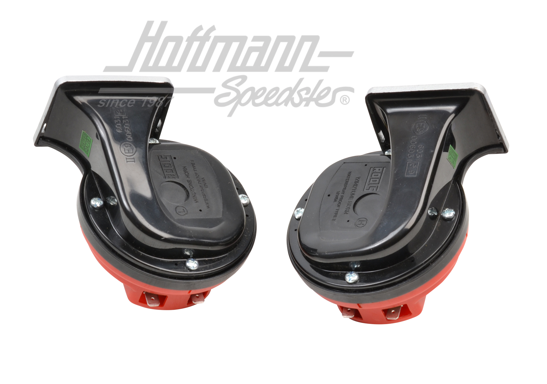 Electric fanfare horns, black/red                                                                   