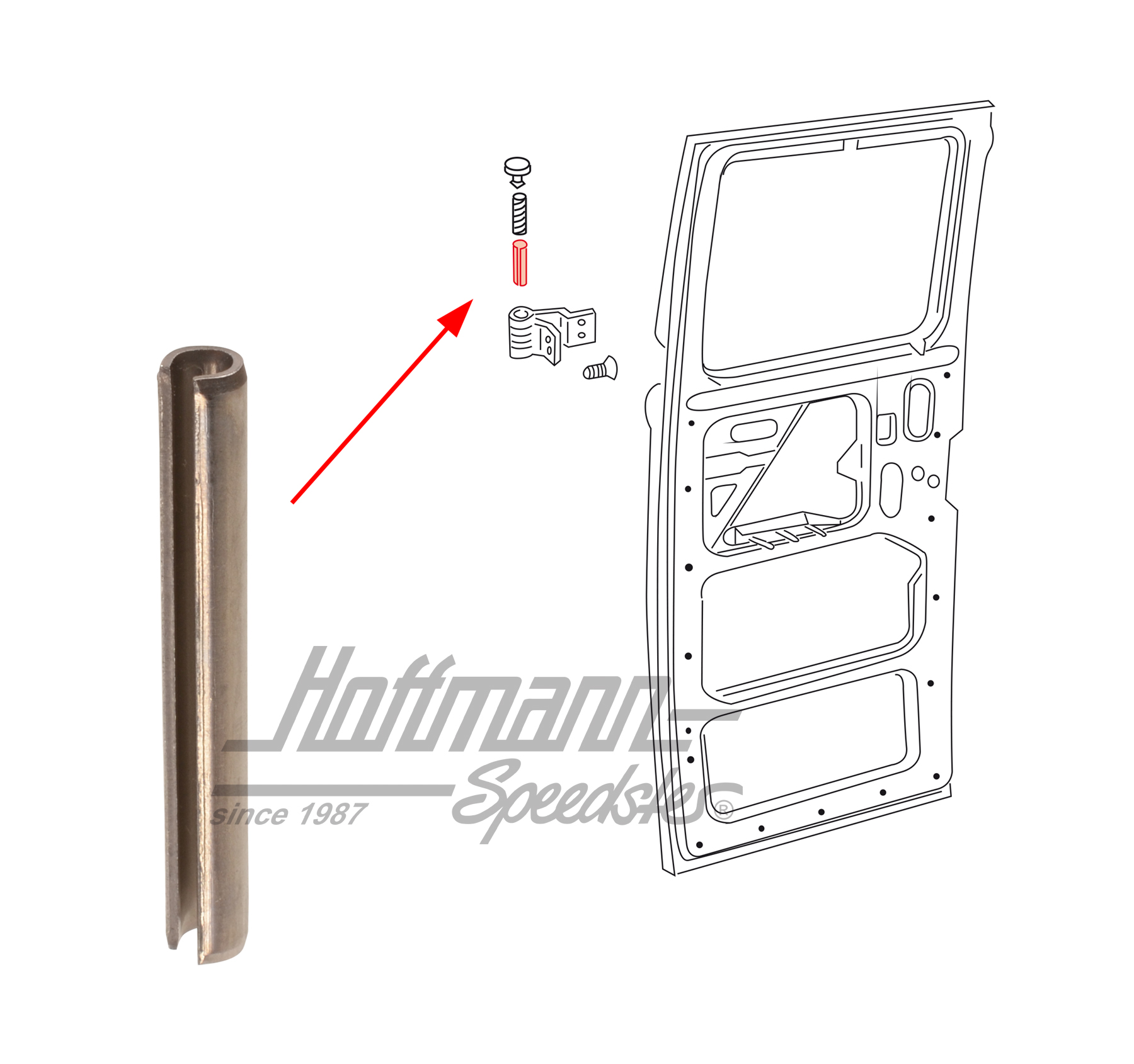 Door hinge pin, Bus T1/T2/T3, stainless steel                                                       