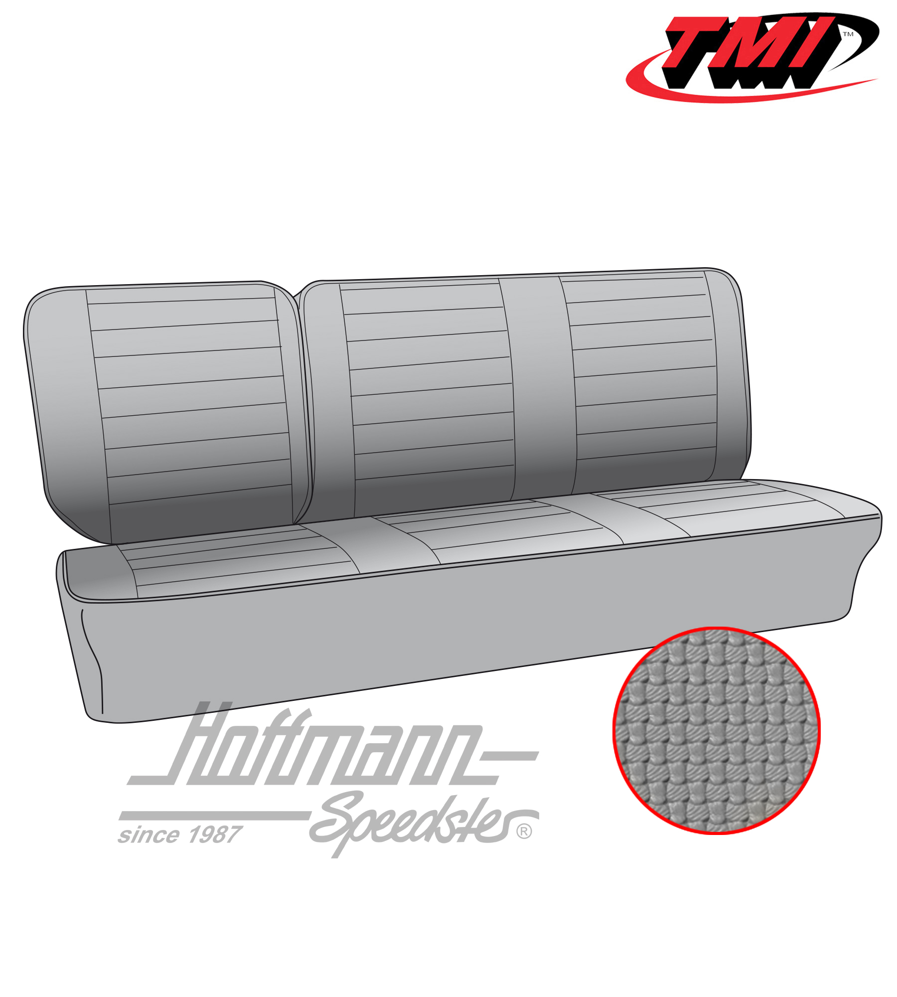 Seat upholstery, central bench 1/3, 73-79, grey | 43-2126-06 | 098-0655-35