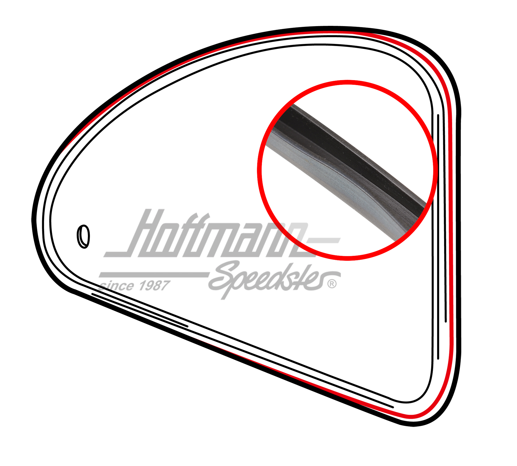 Seal, glass/frame, rear, -7.64                                                                      