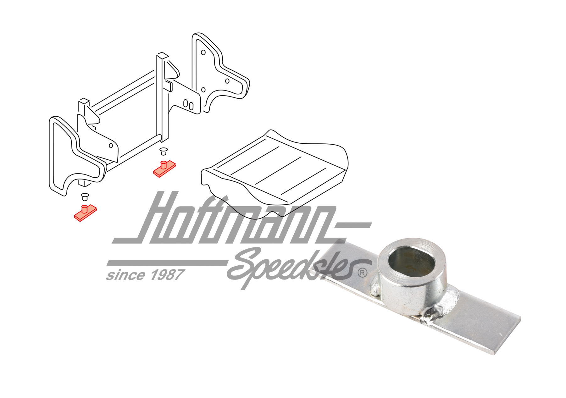 Retainer, folding seats, passenger compartment, rear | 255 887 225 C | 360-6240-10