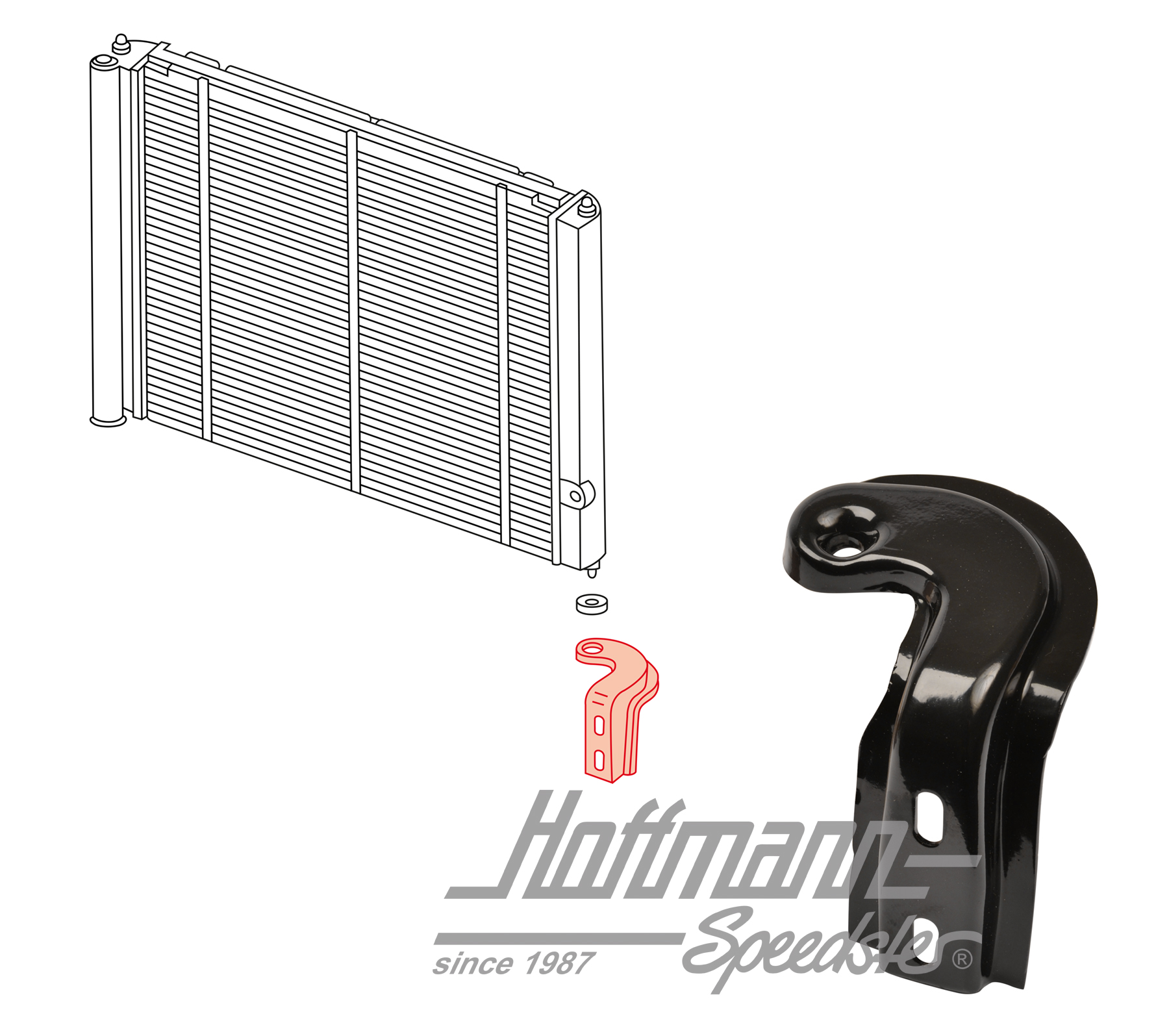 Support, water radiator, Bus T3, right | 025 121 360 | 307-4130-02