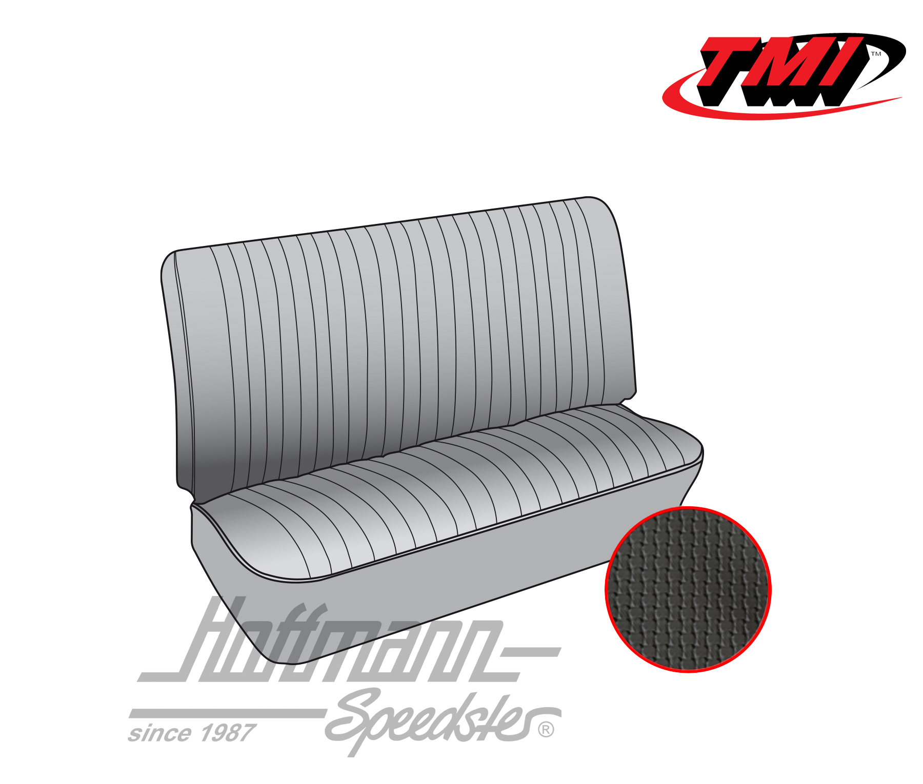 Seat upholstery, central bench 3/4, 67-73, black | 43-2120-01 | 098-0657-10